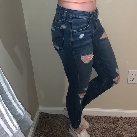 American eagle dark blue ripped jeans - Picture 4 of 8